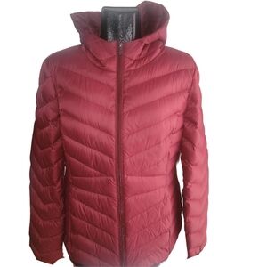 Reitmans Burgundy Red Down Quilted Packable Light Puffer Jacket XL